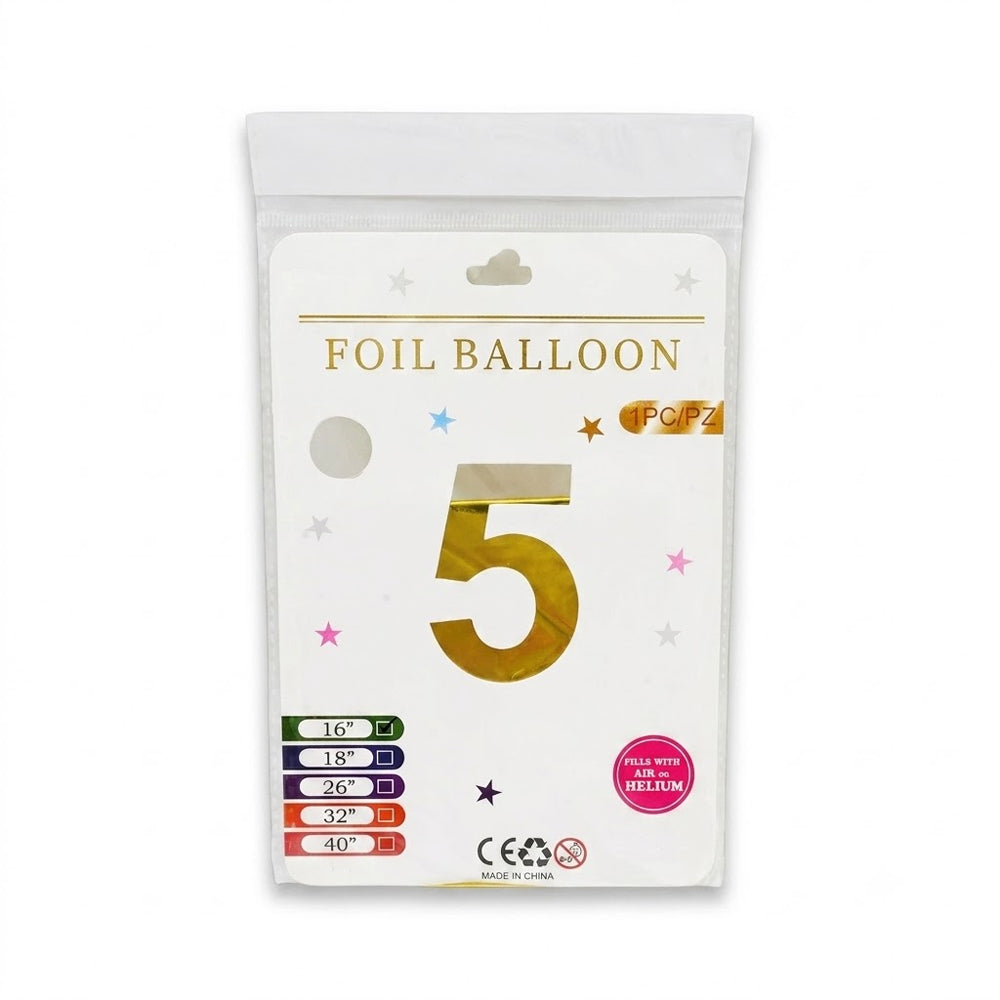 FOIL BALLOON NUMBER 5 Default Title - MamasJan Toys