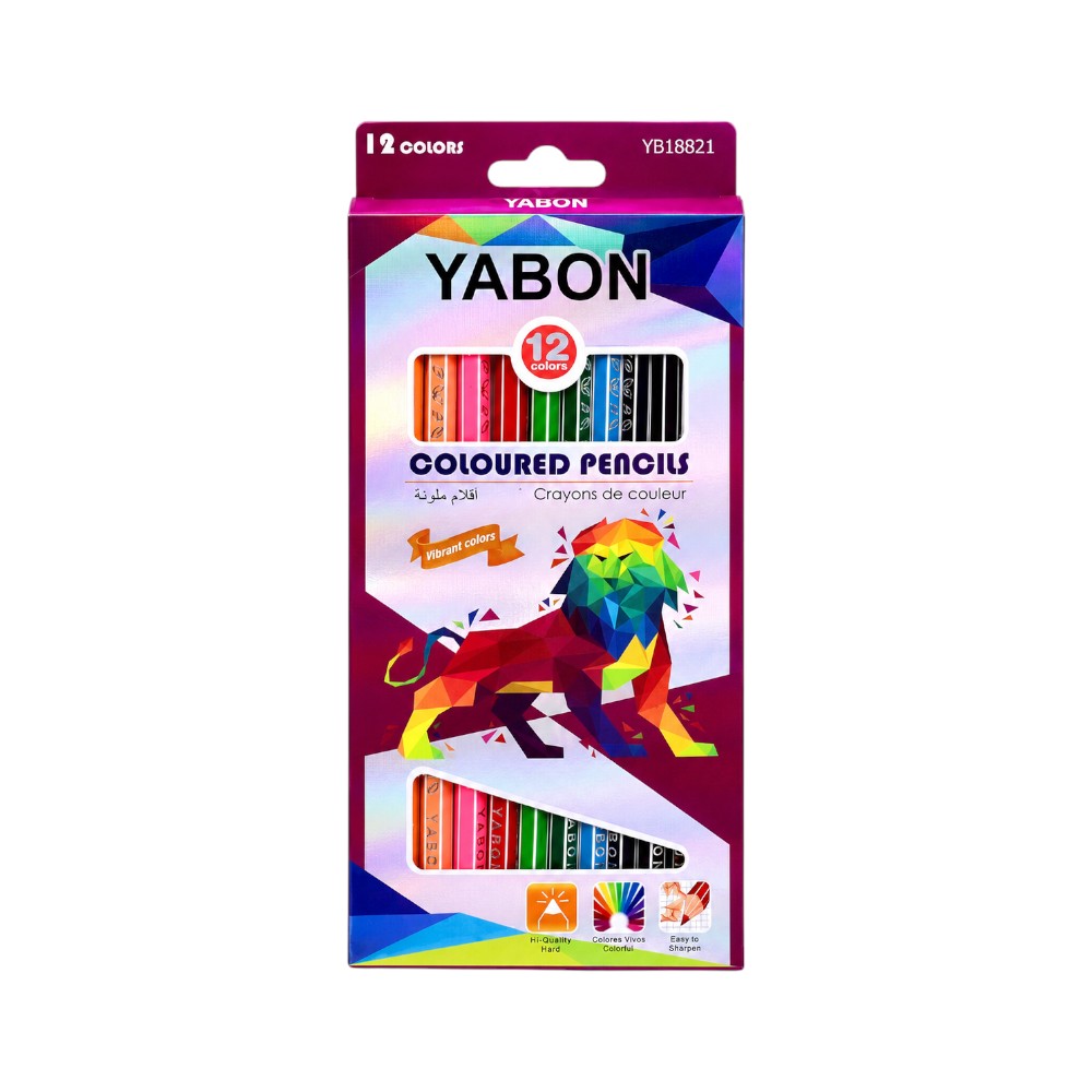 YB18821-12 YABON COLOUR PENCIL 12PC IR Default Title - MamasJan Toys