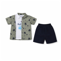 BOYS S/S 3PC KNICKER SUIT 2662 ZHW-26 18-24M GREEN MINIMAX S Default Title - MamasJan KidsWear