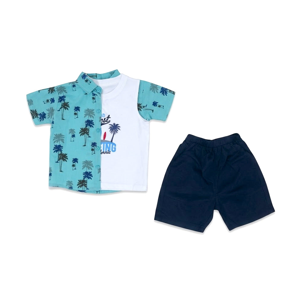 BOYS S/S 3PC KNICKER SUIT 2662 ZHW-26 12-18M C-GREEN MINIMAX Default Title - MamasJan KidsWear