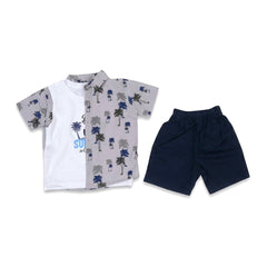 BOYS S/S 3PC KNICKER SUIT 2662 ZHW-26 18-24M GREY MINIMAX SU Default Title - MamasJan KidsWear