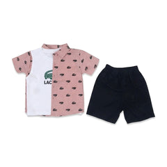BOYS S/S 3PC KNICKER SUIT 2671 ZHW-26 2-3YEAR PEACH MINIMAX Default Title - MamasJan KidsWear