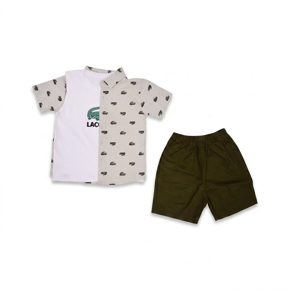 BOYS S/S 3PC KNICKER SUIT 2671 ZHW-26 4-5YEAR L-GREEN MINIMA Default Title - MamasJan KidsWear
