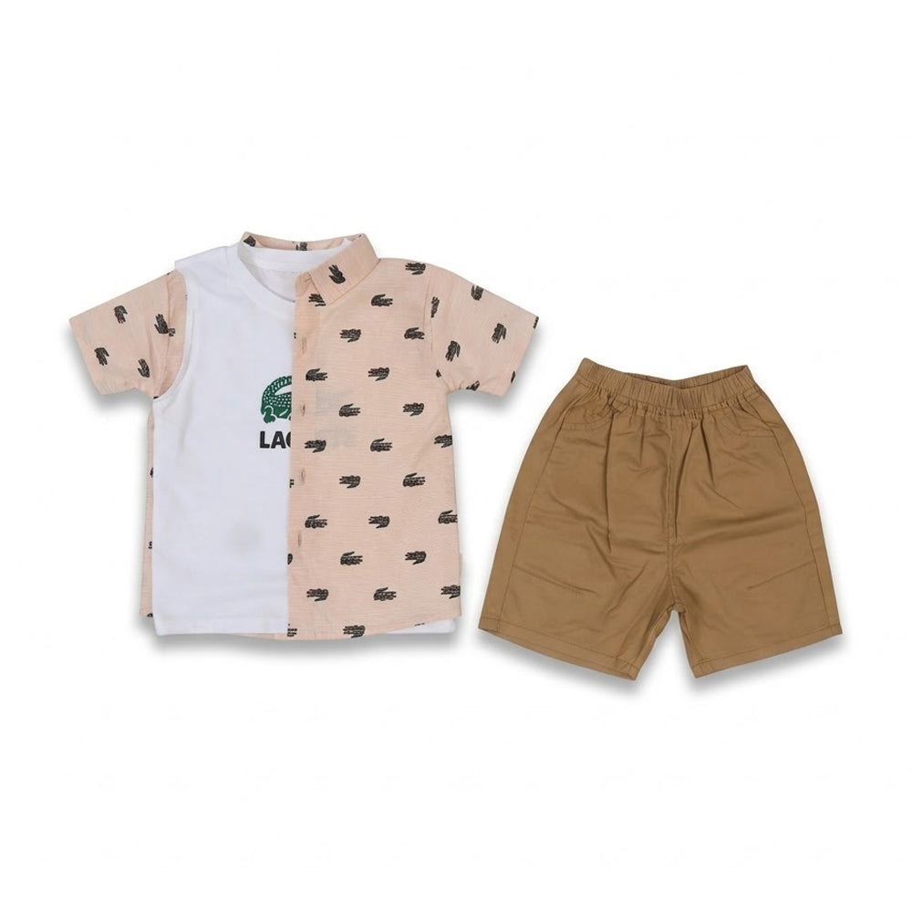 BOYS S/S 3PC KNICKER SUIT 2671 ZHW-26 3-4YEAR SKIN MINIMAX L Default Title - MamasJan KidsWear