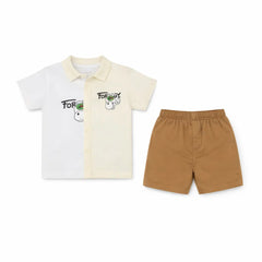 BOYS S/S 3PC KNICKER SUIT OFF WHITE ZHS-26 3-4 YEAR 2663 Default Title - MamasJan KidsWear