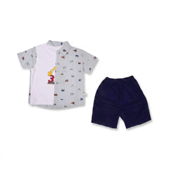 BOYS S/S 3PC KNICKER SUIT SEA GREEN ZHS-26 18-24M 2676 Default Title - MamasJan KidsWear