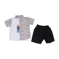 BOYS S/S 3PC KNICKER SUIT GREY ZHS-26 18-24M 2679 Default Title - MamasJan KidsWear