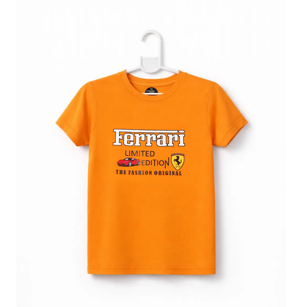 BOYS S/S ROUND NECK T-SHIRT ORANGE ZHS-26 5-6 YEAR 2638 Default Title - MamasJan KidsWear