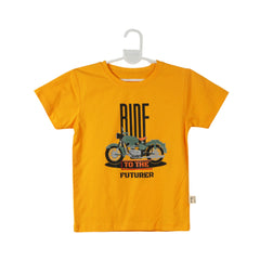 BOYS S/S ROUND NECK T-SHIRT YELLOW ZHS-26 5-6 YEAR 2651 Default Title - MamasJan KidsWear