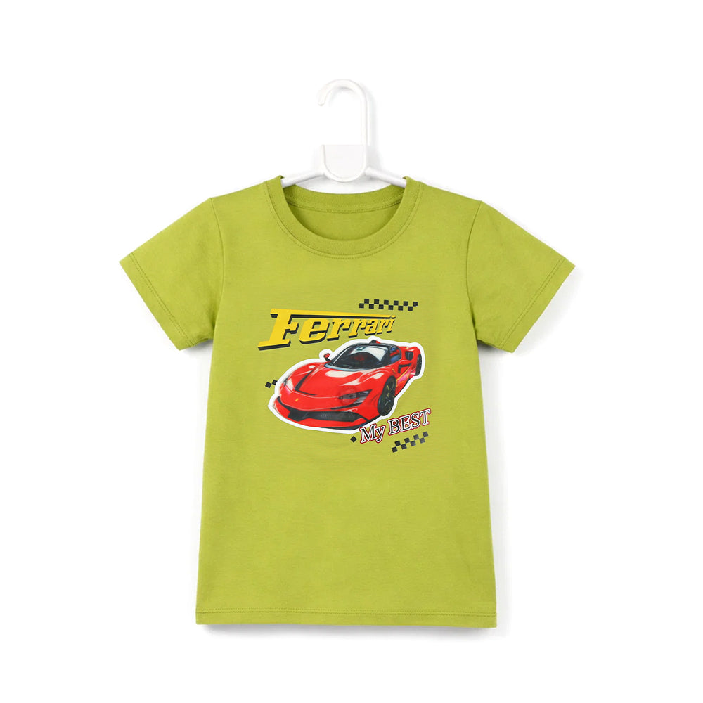 BOYS S/S ROUND NECK T-SHIRT GREEN ZHS-26 3-4 YEAR 2623 Default Title - MamasJan KidsWear