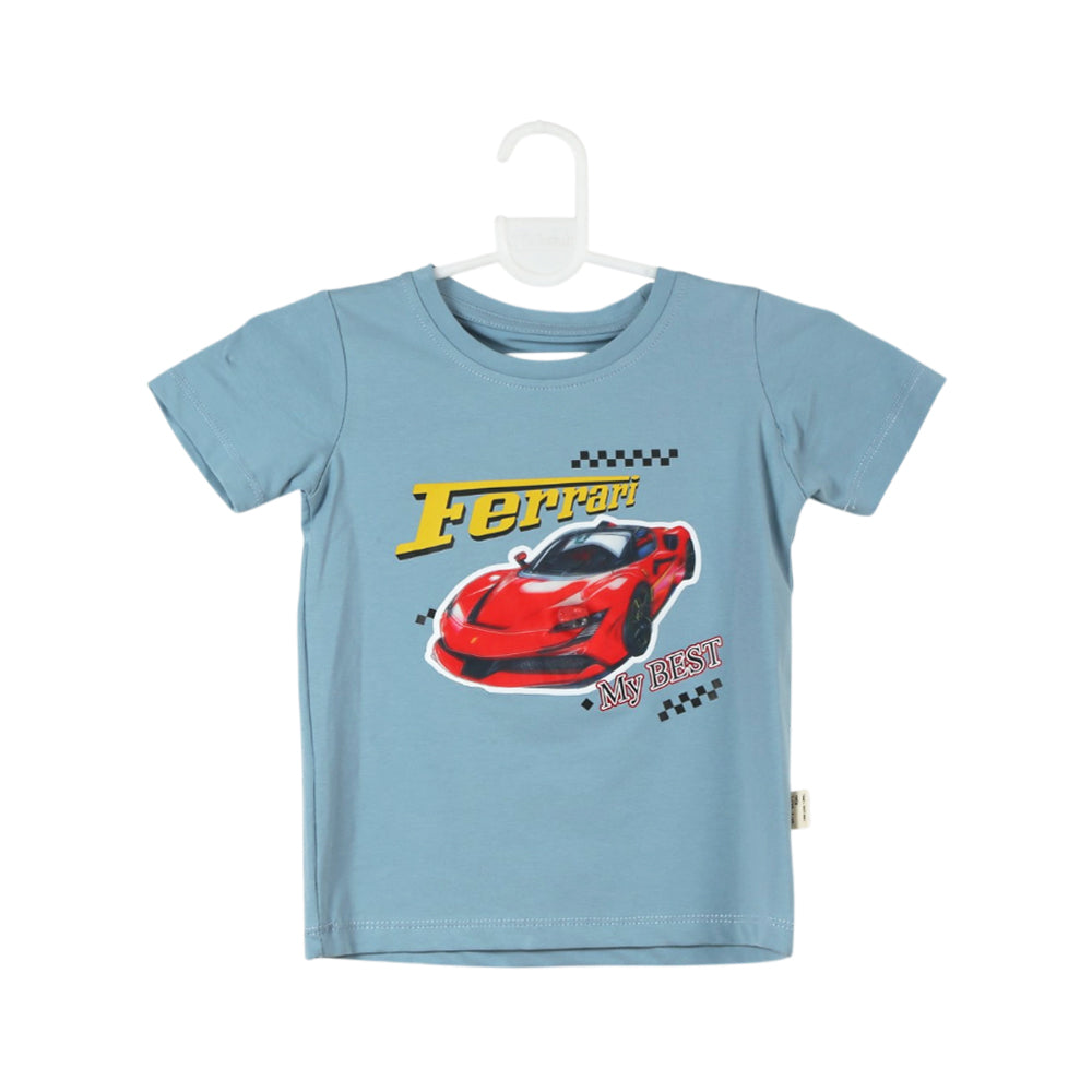 BOYS S/S ROUND NECK T-SHIRT L GREY ZHS-26 18-24M 2623 Default Title - MamasJan KidsWear