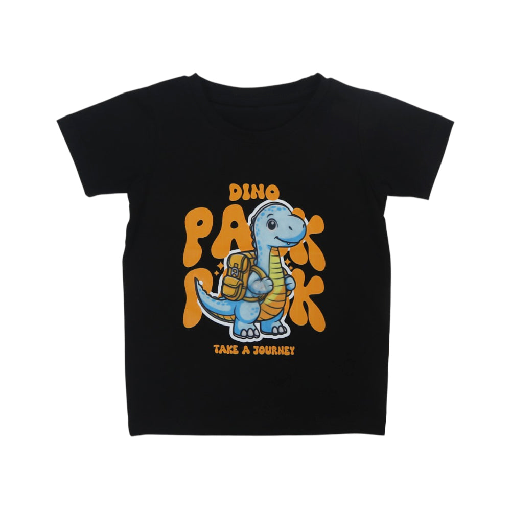 BOYS S/S ROUND NECK T-SHIRT BLACK ZHS-26 12-18M 2620 Default Title - MamasJan KidsWear