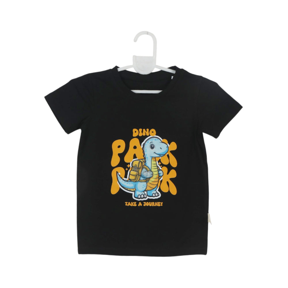 BOYS S/S ROUND NECK T-SHIRT BLACK ZHS-26 2-3 YEAR 2620 Default Title - MamasJan KidsWear