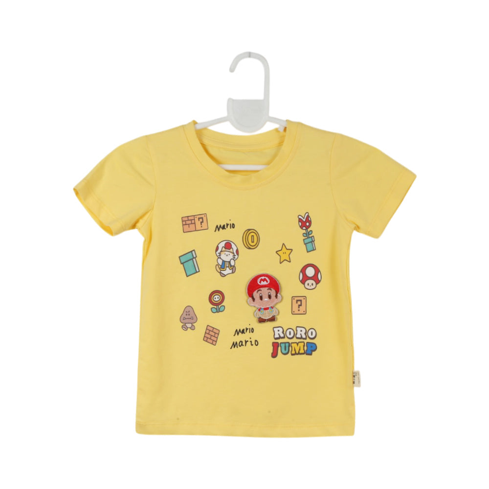 BOYS S/S ROUND NECK T-SHIRT LEMON ZHS-26 18-24M 2605 Default Title - MamasJan KidsWear