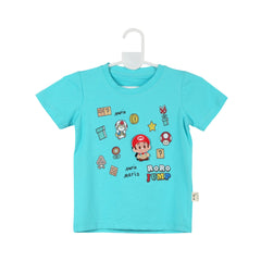 BOYS S/S ROUND NECK T-SHIRT SEA GREEN ZHS-26 18-24M 2605 Default Title - MamasJan KidsWear