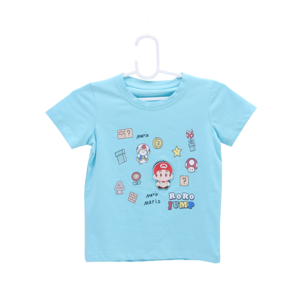 BOYS S/S ROUND NECK T-SHIRT SEA GREEN ZHS-26 2-3 YEAR 2605 Default Title - MamasJan KidsWear
