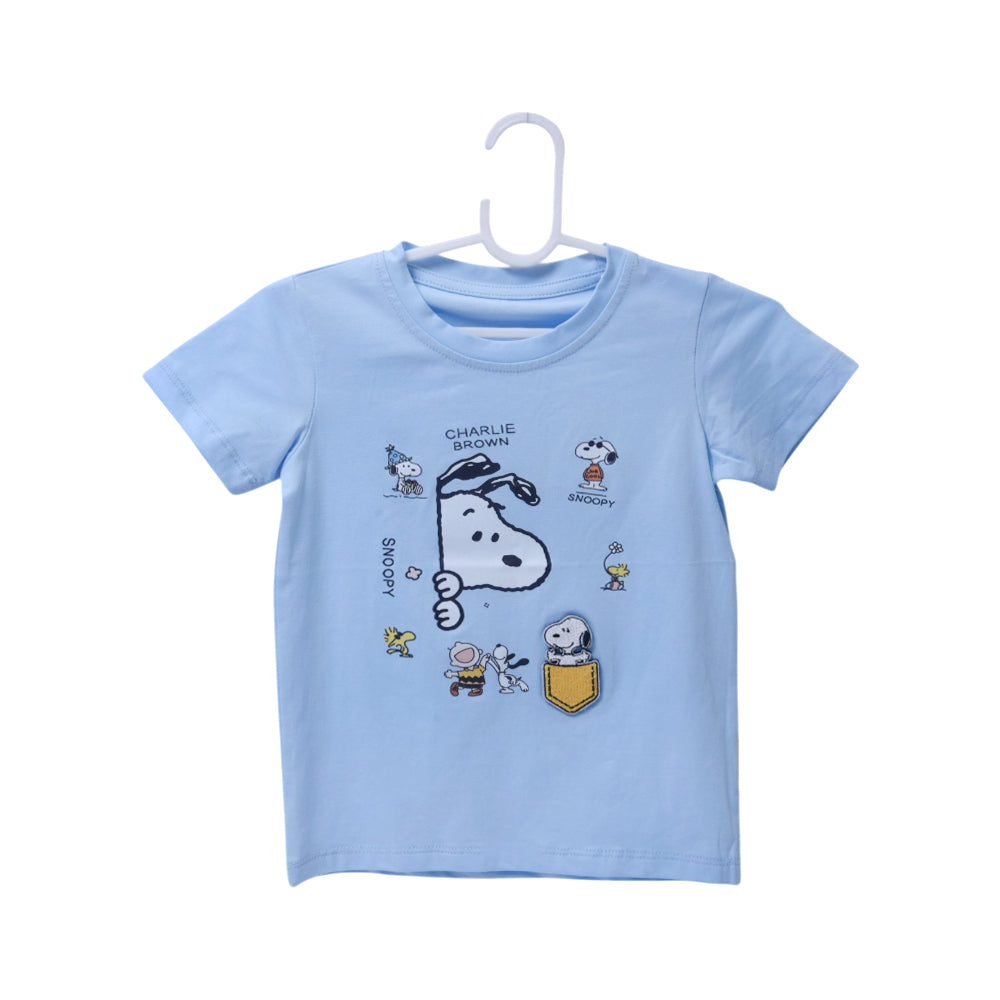 BOYS S/S ROUND NECK T-SHIRT SKY BLUE ZHS-26 2-3 YEAR 2606 Default Title - MamasJan KidsWear