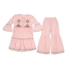 GIRLS L/S 2PC KURTA SUIT PEACH ZHS-26 6-7 YEAR 5277 Default Title - MamasJan KidsWear