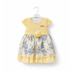 GIRLS CAP/SLV 2PC FANCY FROCK YELLOW ZHS-26 12-18M 4980 Default Title - MamasJan KidsWear