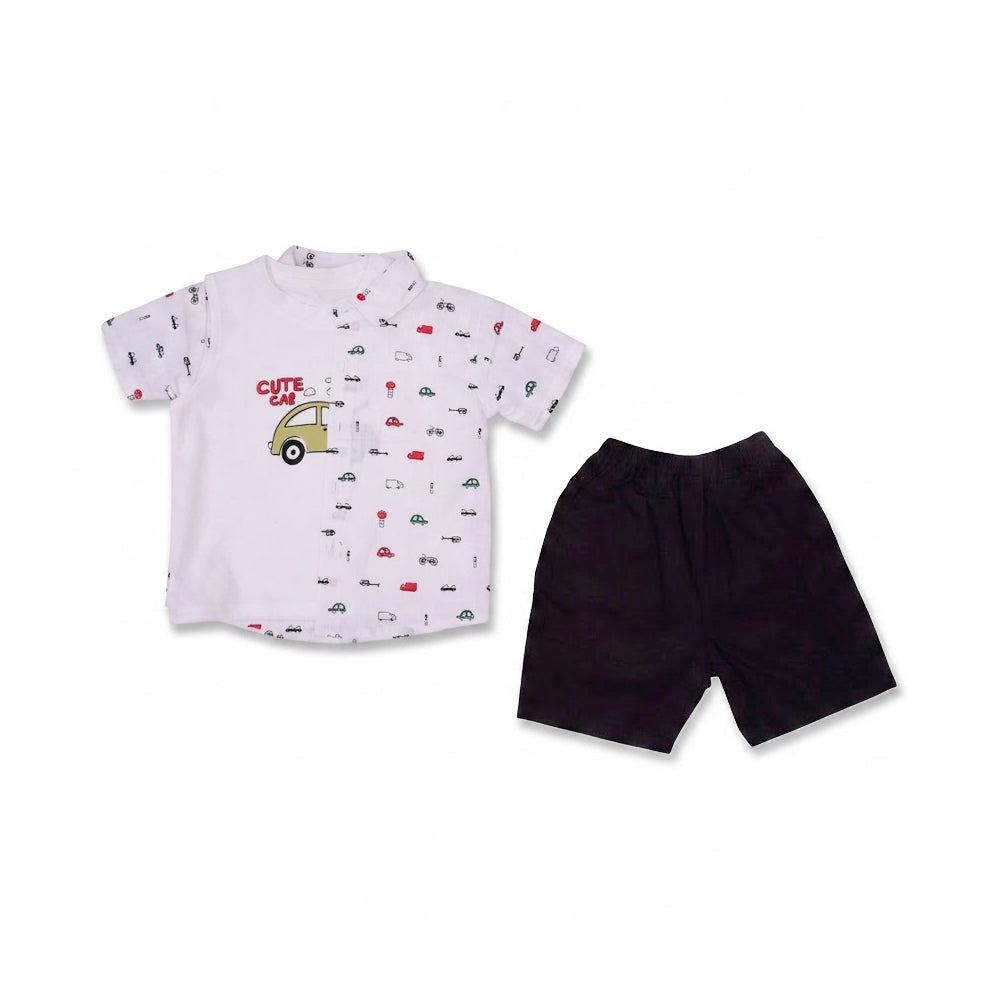 BOYS S/S 3PC KNICKER SUIT WHITE ZHS-26 18-24M 2666 Default Title - MamasJan KidsWear