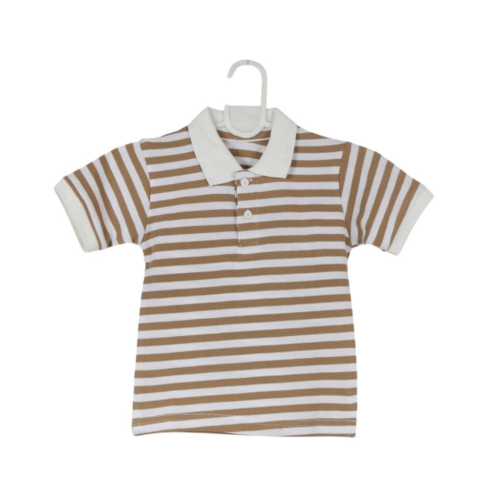 BOYS S/S POLO T-SHIRT N&E WHITE STRIPE OSB ZHS-26 12-18M HC Default Title - MamasJan KidsWear