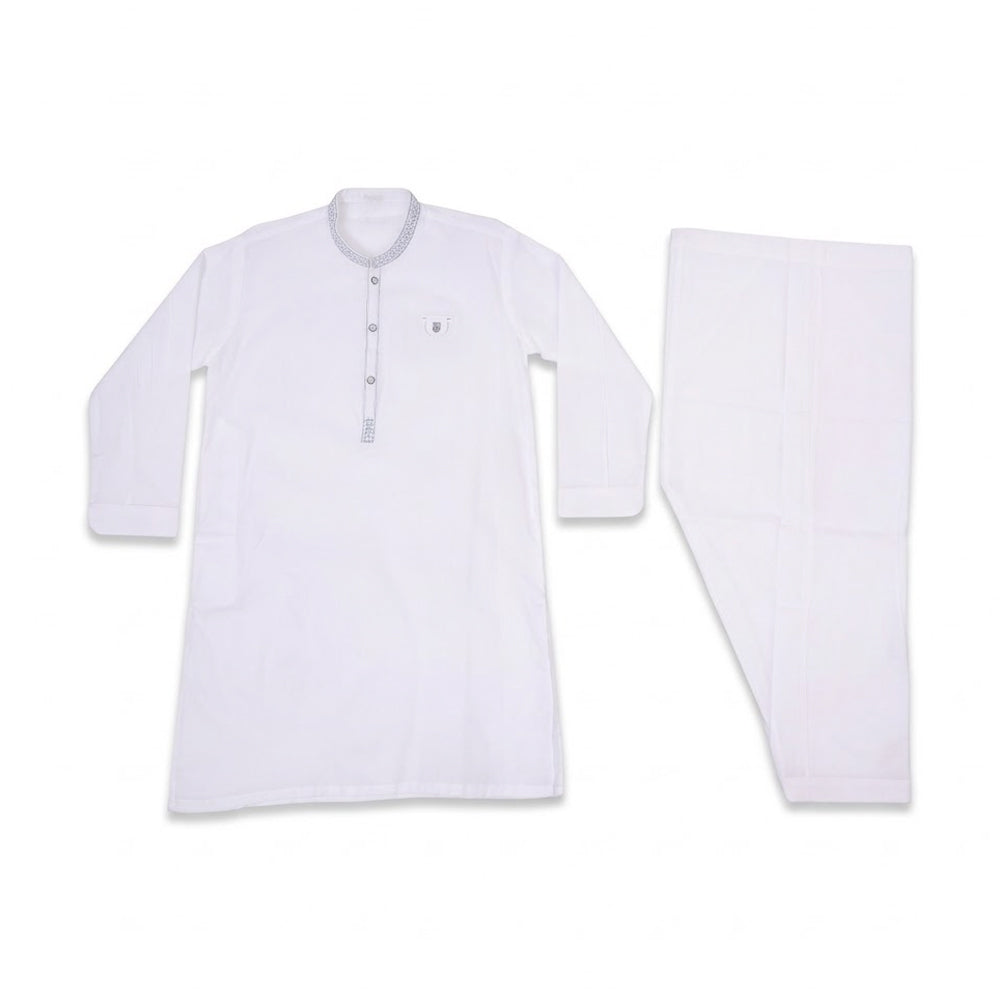 BOYS SALWAR QAMEEZ SUIT WHITE ZHS-26 8-9 YEAR 476/161 Default Title - MamasJan KidsWear