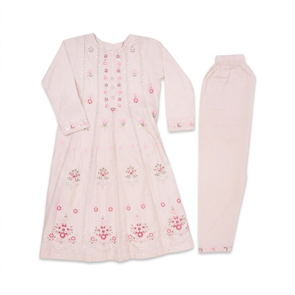GIRLS SALWAR SUIT EMB COTTON SKIN ZHS-26 8-9 YEAR 9028 Default Title - MamasJan KidsWear
