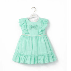 GIRLS CAP/SLV 2PC FROCK GREEN ZHS-26 12-18M HE-004 C.G Default Title - MamasJan KidsWear