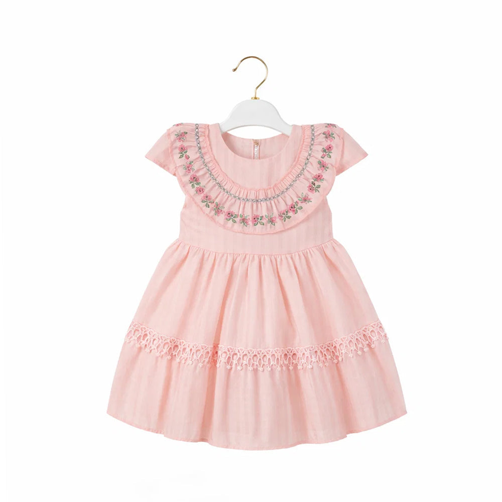 GIRLS CAP/SLV 2PC FROCK PINK ZHS-26 9-12M HE-007 C.G Default Title - MamasJan KidsWear