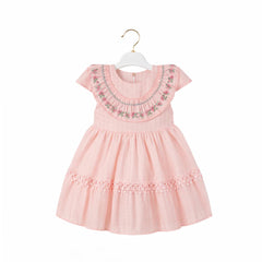 GIRLS CAP/SLV 2PC FROCK PINK ZHS-26 9-12M HE-007 C.G Default Title - MamasJan KidsWear