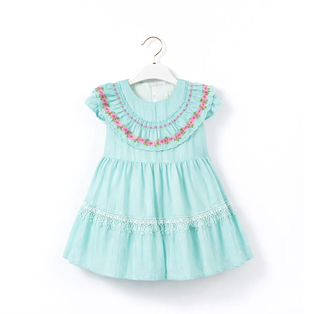 GIRLS CAP/SLV 2PC FROCK GREEN ZHS-26 9-12M HE-007 C.G Default Title - MamasJan KidsWear