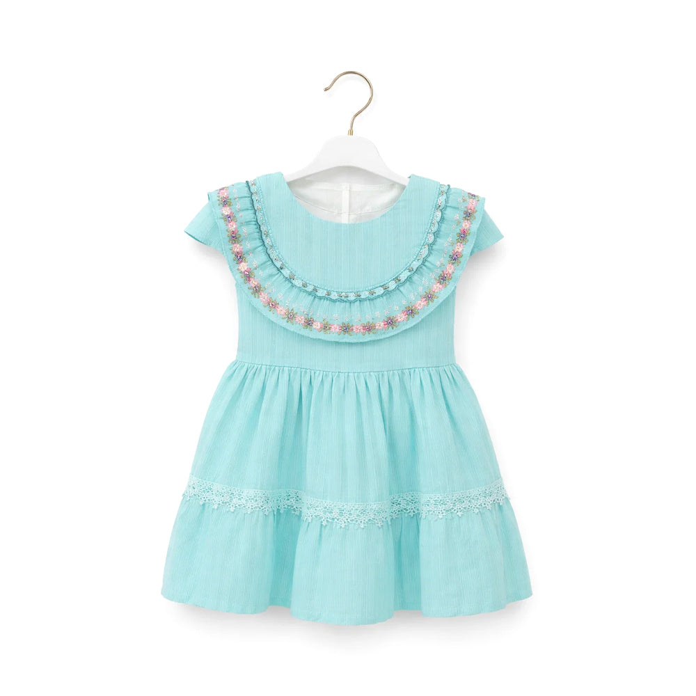 GIRLS CAP/SLV 2PC FROCK GREEN ZHS-26 2-3 YEAR HE-007 C.G Default Title - MamasJan KidsWear