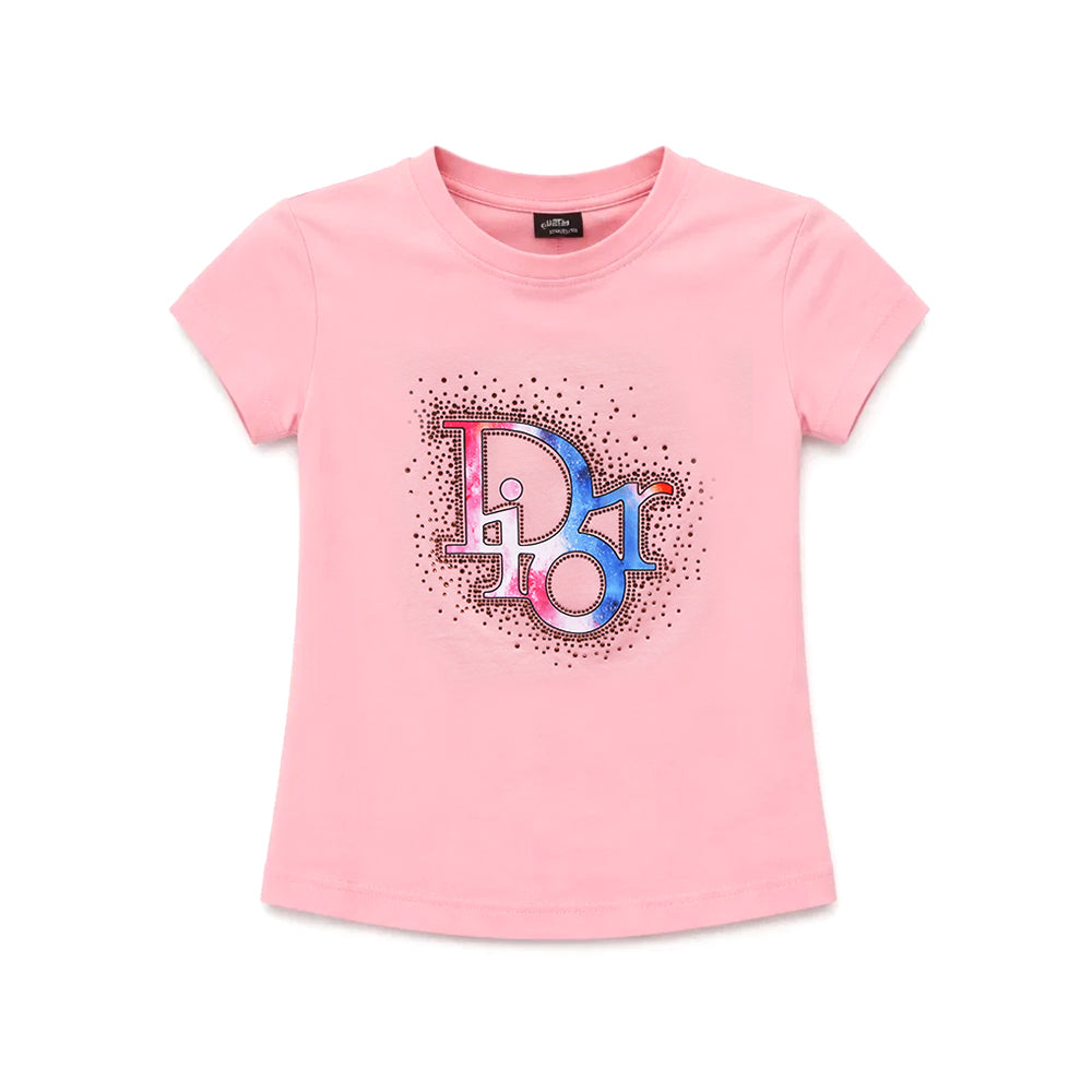GIRLS S/S KNIT BLOUSE BRANDED PINK ZHS-26 2-3 YEAR 3302 C.G Default Title - MamasJan KidsWear