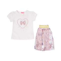 GIRLS S/S 2PC SKIRT SUIT CREAM ZHS-26 2-3 YEAR BL-005 C.G Default Title - MamasJan KidsWear