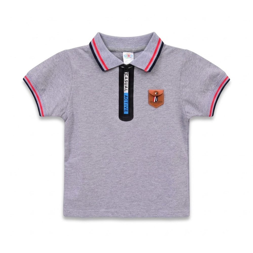 BOYS S/S POLO T-SHIRT ZHS-26 4-5 YEAR 003 W.G Default Title - MamasJan KidsWear