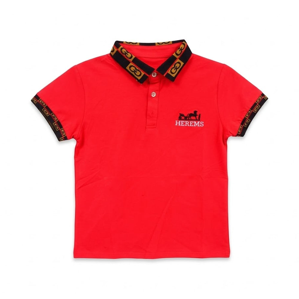 BOYS S/S POLO T-SHIRT ZHS-26 6-7 YEAR 005 W.G Default Title - MamasJan KidsWear
