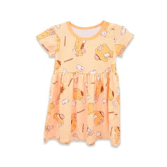 GIRLS S/S KNIT PRINTED FROCK ZHS-26 4-5 YEAR 017 W.G Default Title - MamasJan KidsWear