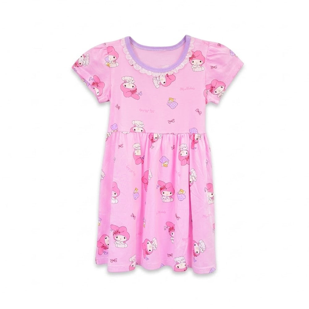 GIRLS S/S KNIT PRINTED FROCK ZHS-26 4-5 YEAR 018 W.G Default Title - MamasJan KidsWear
