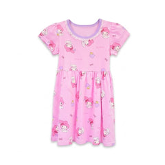 GIRLS S/S KNIT PRINTED FROCK ZHS-26 4-5 YEAR 018 W.G Default Title - MamasJan KidsWear