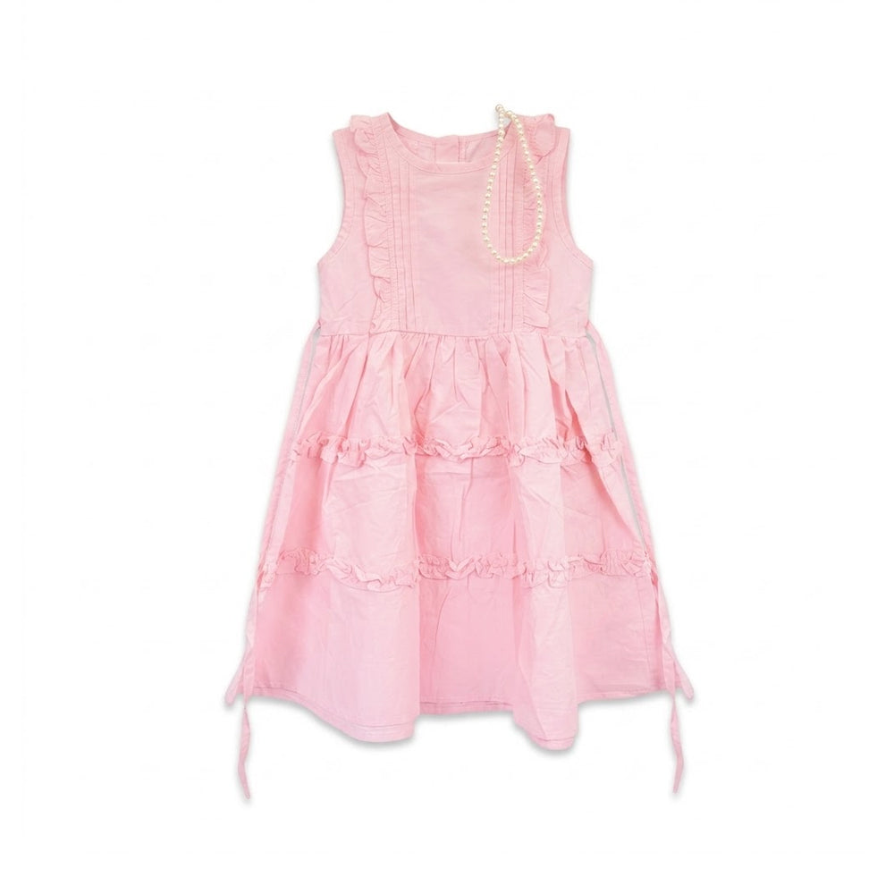 GIRLS S/L COTTON FROCK W-NECKLESS ZHS-26 5-6 YEAR 038 W.G Default Title - MamasJan KidsWear