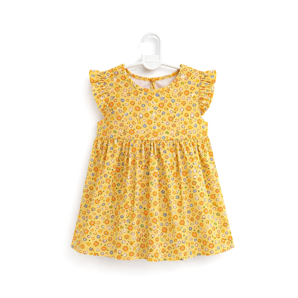 GIRLS CAP/SLV COTTON FROCK PRINTED ZHS-26 5-6 YEAR 039 W.G Default Title - MamasJan KidsWear