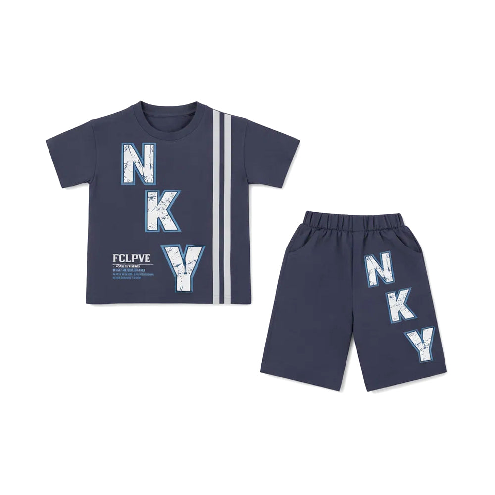 BOYS S/S 2PC KNICKER SUIT MIX COL ZHS-26 5-6 YEAR 006 FK Default Title - MamasJan KidsWear