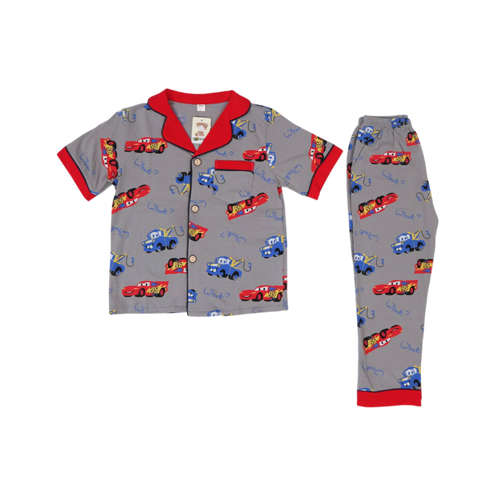 BOYS L/S 2PC FRONTOPEN SLEEPING SUIT (B) GREY ZHS-26 5-6YEAR Default Title - MamasJan KidsWear