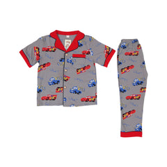 BOYS L/S 2PC FRONTOPEN SLEEPING SUIT (B) GREY ZHS-26 5-6YEAR Default Title - MamasJan KidsWear