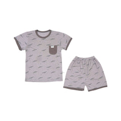 BOYS S/S 2PC KNICKER SUIT (B) MIX COL ZHS-26 3-4YEAR 1014 W/ Default Title - MamasJan KidsWear