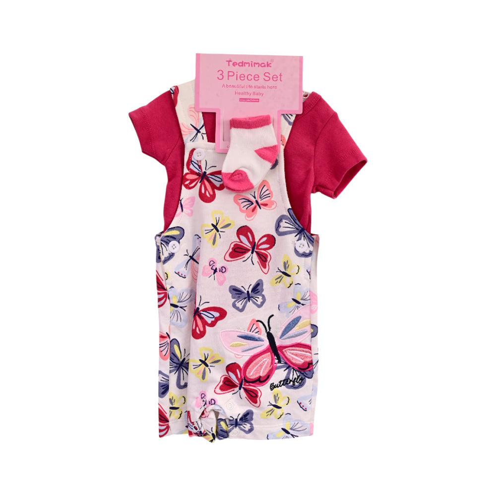 GIRLS CAPSLV 3PC ROMPER MIX COL ZHS-26 6-9M 1021 W/G Default Title - MamasJan KidsWear
