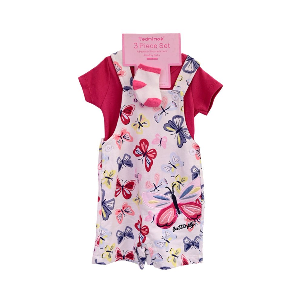 GIRLS CAPSLV 3PC ROMPER MIX COL ZHS-26 12-18M 1021 W/G Default Title - MamasJan KidsWear