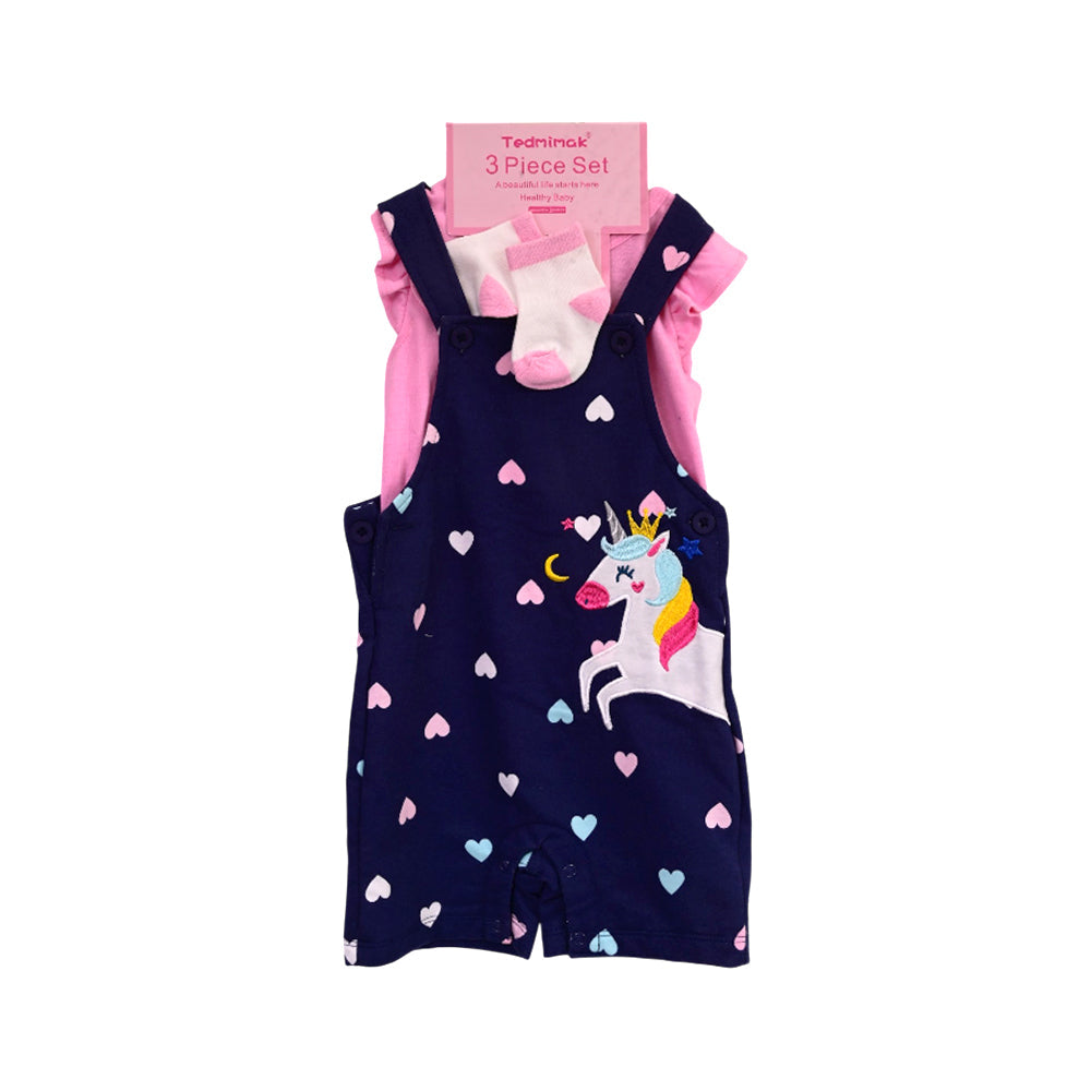 GIRLS CAPSLV 3PC ROMPER MIX COL ZHS-26 18-24M 1021 W/G Default Title - MamasJan KidsWear