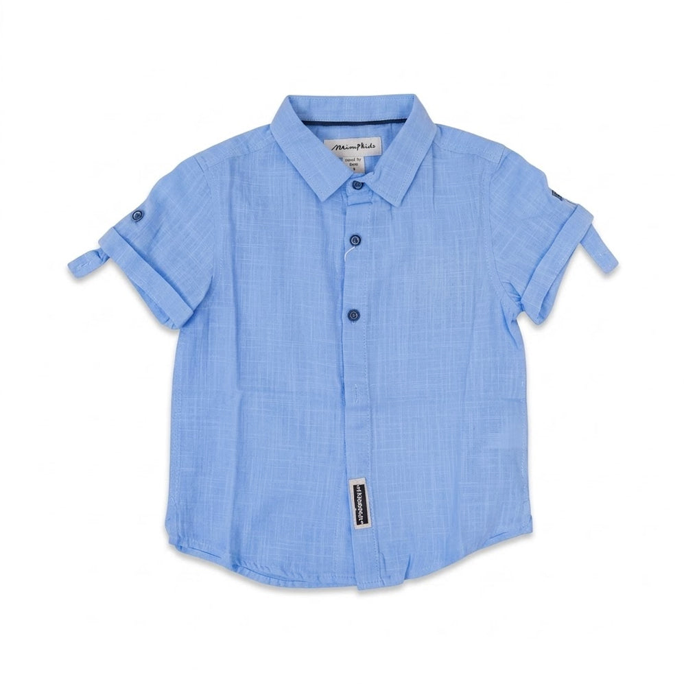 BOYS S/S CASUAL SHIRT SKY BLUE IRS-26 18-24M MS-02223 Default Title - MamasJan KidsWear