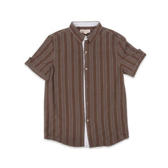 BOYS S/S CASUAL SHIRT GREEN/BLUE IRS-26 7-8 YEAR LS-02242 Default Title - MamasJan KidsWear